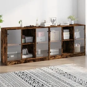 Regal mit Türen aus geräucherter Eiche, 204x37x75 cm. von , Sideboards - Ref: Foro24-3206535, Preis: 189,84 €, Rabatt: %