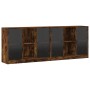 Estantería con puertas madera roble ahumado 204x37x75 cm by , Sideboards - Ref: Foro24-3206535, Price: 192,12 €, Discount: %