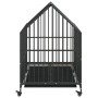 Hundekäfig mit Rädern aus schwarzem feuerverzinktem Stahl von , Hundehütten - Ref: Foro24-172208, Preis: 157,28 €, Rabatt: %