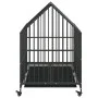 Jaula para perros con ruedas acero galvanizado negro by , Dog kennels - Ref: Foro24-172208, Price: 157,28 €, Discount: %