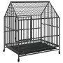 Hundekäfig mit Rädern aus schwarzem feuerverzinktem Stahl von , Hundehütten - Ref: Foro24-172208, Preis: 157,28 €, Rabatt: %