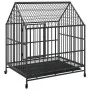Jaula para perros con ruedas acero galvanizado negro by , Dog kennels - Ref: Foro24-172208, Price: 157,28 €, Discount: %