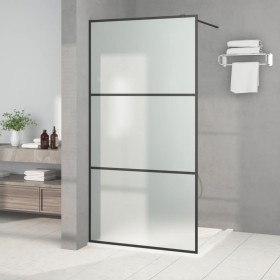 Mampara de ducha vidrio ESG esmerilado negro 100x195 cm