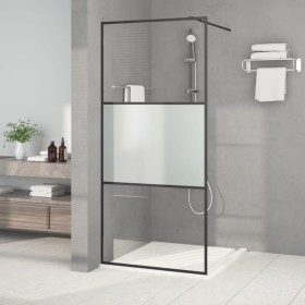 Mampara de ducha vidrio ESG semiesmerilado negro 90x195 cm