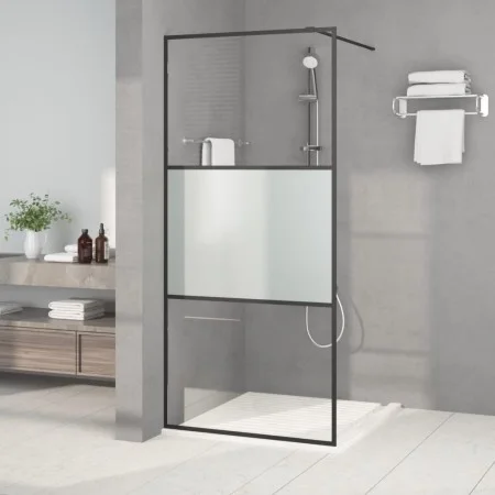 Schwarze, halbmattierte Duschwand aus ESG-Glas, 90 x 195 cm von , Duschwände und Duschwände - Ref: Foro24-152106, Preis: 148,...