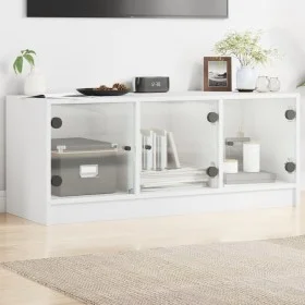 TV cabinet with white glass doors 102x37x42 cm by , TV Furniture - Ref: Foro24-836406, Price: 68,68 €, Discount: %