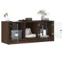 Mueble de TV con puertas de vidrio marrón roble 102x37x42 cm de , Muebles TV - Ref: Foro24-836412, Precio: 68,46 €, Descuento: %