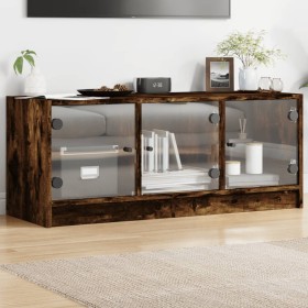 TV-Schrank mit Glastüren aus geräucherter Eiche, 102 x 37 x 42 cm von , TV-Möbel - Ref: Foro24-836410, Preis: 67,49 €, Rabatt: %