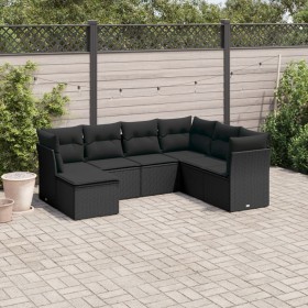 7-piece garden dining set and black synthetic rattan cushions by , Garden sets - Ref: Foro24-3249824, Price: 450,02 €, Discou...