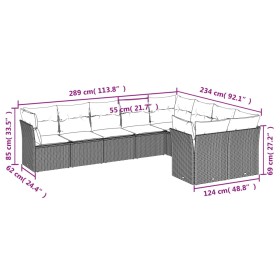 8-teiliges Gartensofa-Set und schwarze synthetische Rattankissen von , Gartensets - Ref: Foro24-3250004, Preis: 598,73 €, Rab...