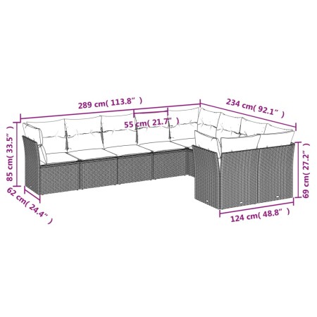 8-piece garden sofa set and black synthetic rattan cushions by , Garden sets - Ref: Foro24-3250004, Price: 595,90 €, Discount: %