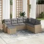 7-piece garden sofa set and beige synthetic rattan cushions by , Modular outdoor sofas - Ref: Foro24-3251636, Price: 477,47 €...