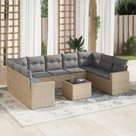 Garden sofa set with beige cushions 10 pieces synthetic rattan by , Modular outdoor sofas - Ref: Foro24-3251746, Price: 674,7...