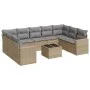 Gartensofa-Set mit beigen Kissen, 10-teilig, synthetisches Rattan von , Modulare Sofas für den Außenbereich - Ref: Foro24-325...