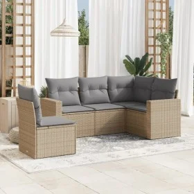 Garden sofa set with cushions 5 pieces beige synthetic rattan by , Garden sets - Ref: Foro24-3218959, Price: 331,84 €, Discou...