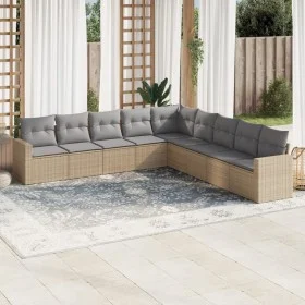 9-teiliges Gartensofa-Set mit beigen synthetischen Rattankissen von , Gartensets - Ref: Foro24-3219079, Preis: 549,86 €, Raba...