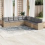 9-teiliges Gartensofa-Set mit beigen synthetischen Rattankissen von , Gartensets - Ref: Foro24-3219079, Preis: 532,29 €, Raba...