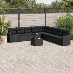 Gartensofa-Set 10-teilig mit schwarzen synthetischen Rattankissen von , Gartensets - Ref: Foro24-3219085, Preis: 612,24 €, Ra...