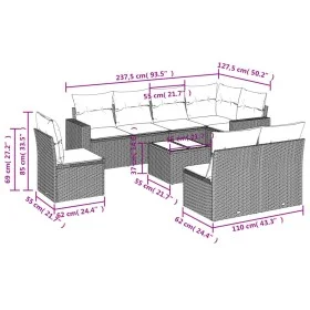 8-piece garden sofa set and black synthetic rattan cushions by , Garden sets - Ref: Foro24-3219066, Price: 522,20 €, Discount: %