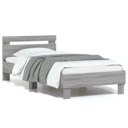 Cama con cabecero madera de ingeniería gris Sonoma 75x190 cm de , Camas y somieres - Ref: Foro24-838573, Precio: 79,82 €, Des...