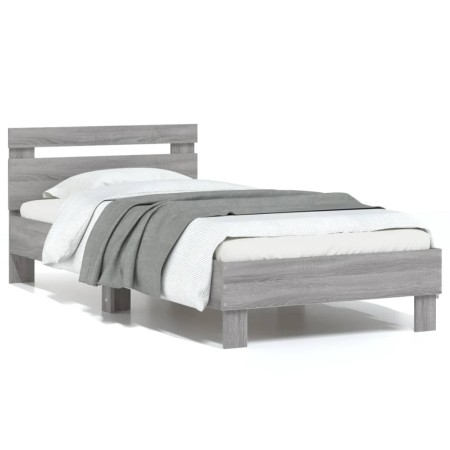 Cama con cabecero madera de ingeniería gris Sonoma 75x190 cm de , Camas y somieres - Ref: Foro24-838573, Precio: 81,12 €, Des...