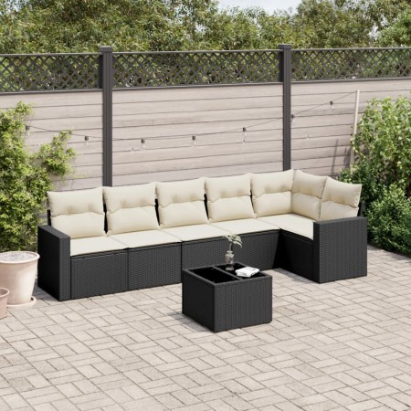 7-piece garden dining set and black synthetic rattan cushions by , Garden sets - Ref: Foro24-3218986, Price: 392,54 €, Discou...