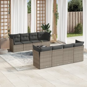 9-teiliges Gartenmöbel-Set und graue synthetische Rattankissen von , Gartensets - Ref: Foro24-3217310, Preis: 524,93 €, Rabat...