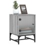 Nachttische mit Glastüren 2 Einheiten grau Sonoma 35x37x50 cm von , Nachttische - Ref: Foro24-836529, Preis: 52,78 €, Rabatt: %