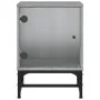 Mesitas noche con puertas vidrio 2 uds gris Sonoma 35x37x50 cm de , Mesitas de noche - Ref: Foro24-836529, Precio: 52,25 €, D...