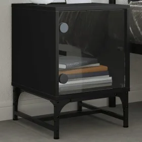 Nightstand with black glass door 35x37x50 cm by , Nightstands - Ref: Foro24-836520, Price: 28,30 €, Discount: %