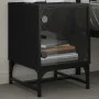 Mesita de noche con puerta de vidrio negro 35x37x50 cm de , Mesitas de noche - Ref: Foro24-836520, Precio: 28,29 €, Descuento: %