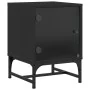 Mesita de noche con puerta de vidrio negro 35x37x50 cm de , Mesitas de noche - Ref: Foro24-836520, Precio: 28,29 €, Descuento: %
