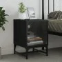 Mesita de noche con puerta de vidrio negro 35x37x50 cm de , Mesitas de noche - Ref: Foro24-836520, Precio: 28,29 €, Descuento: %