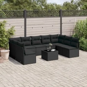 Gartensofa-Set 10-teilig mit schwarzen synthetischen Rattankissen von , Gartensets - Ref: Foro24-3249914, Preis: 573,83 €, Ra...