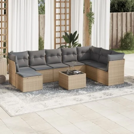 9-piece garden sofa set with beige synthetic rattan cushions by , Garden sets - Ref: Foro24-3249898, Price: 567,41 €, Discoun...