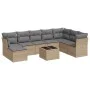 9-teiliges Gartensofa-Set mit beigen synthetischen Rattankissen von , Gartensets - Ref: Foro24-3249898, Preis: 567,41 €, Raba...