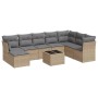 9-teiliges Gartensofa-Set mit beigen synthetischen Rattankissen von , Gartensets - Ref: Foro24-3249898, Preis: 576,38 €, Raba...