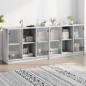 Sonoma gray wood shelf with doors 204x37x75 cm by , Bookcases and shelves - Ref: Foro24-3206536, Price: 198,02 €, Discount: %