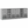 Estantería con puertas madera gris Sonoma 204x37x75 cm de , Librerías y estanterías - Ref: Foro24-3206536, Precio: 197,97 €, ...