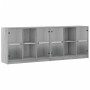Sonoma graues Holzregal mit Türen 204x37x75 cm von , Bücherregale und Regale - Ref: Foro24-3206536, Preis: 200,35 €, Rabatt: %