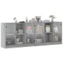 Estantería con puertas madera gris Sonoma 204x37x75 cm de , Librerías y estanterías - Ref: Foro24-3206536, Precio: 197,97 €, ...