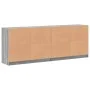 Estantería con puertas madera gris Sonoma 204x37x75 cm de , Librerías y estanterías - Ref: Foro24-3206536, Precio: 197,97 €, ...