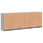 Sonoma graues Holzregal mit Türen 204x37x75 cm von , Bücherregale und Regale - Ref: Foro24-3206536, Preis: 200,35 €, Rabatt: %