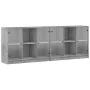 Regal mit Türen aus grauem Holzwerkstoff, 204 x 37 x 75 cm von , Bücherregale und Regale - Ref: Foro24-3206534, Preis: 187,56...