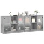 Estantería con puertas madera de ingeniería gris 204x37x75 cm de , Librerías y estanterías - Ref: Foro24-3206534, Precio: 191...