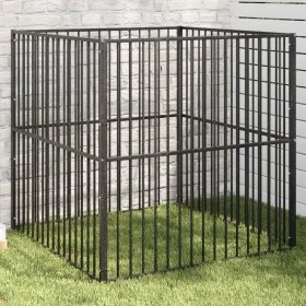 Dog playpen with 4 black galvanized steel panels by , Dog kennels - Ref: Foro24-172209, Price: 104,24 €, Discount: %