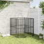 Corralito para perros con 4 paneles acero galvanizado negro de , Casetas para perros - Ref: Foro24-172209, Precio: 104,24 €, ...