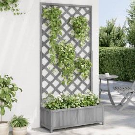 Jardinera con enrejado madera maciza de abeto gris