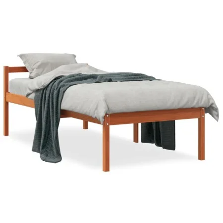 Cama para mayores madera maciza de pino marrón cera 75x190 cm de , Camas y somieres - Ref: Foro24-844150, Precio: 87,79 €, De...
