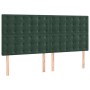 Cabeceros 4 unidades de terciopelo verde oscuro 90x5x78/88 cm